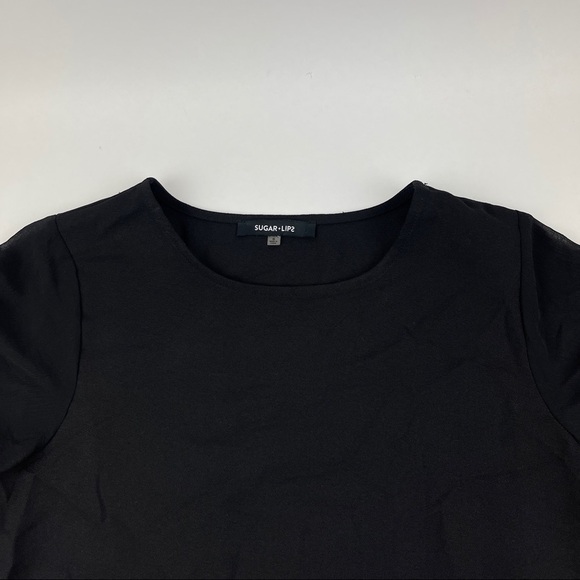 Sugar Lips Blouse Womens Small Black Ruffle Sleeves - Picture 3 of 7